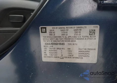 2016 GMC Terrain Sle-2 z USA, uszkodzony, nr VIN 2GKALNEK5G6186465